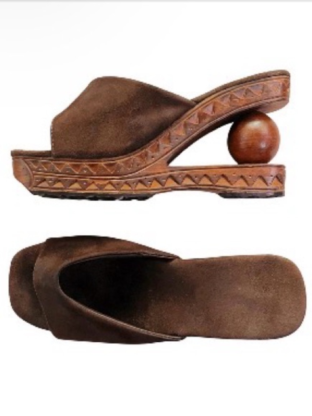 Vintage Suede wooden Sandals